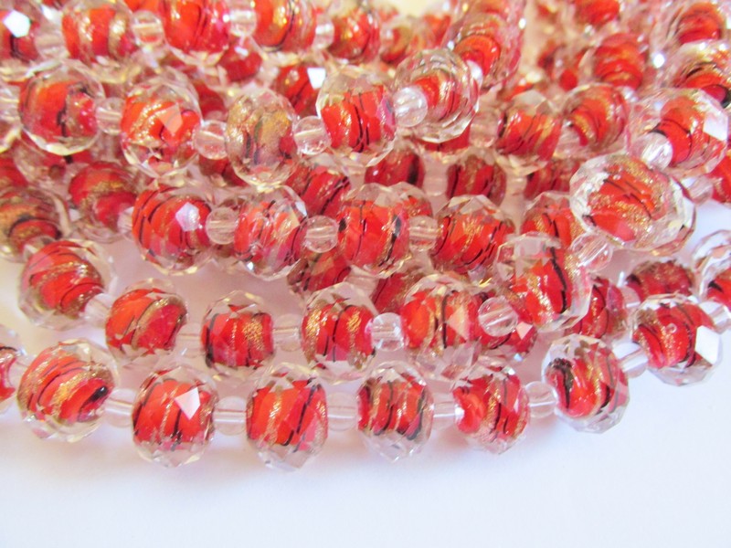 (image for) Red and Black faceted glass beads #TU-1394-14